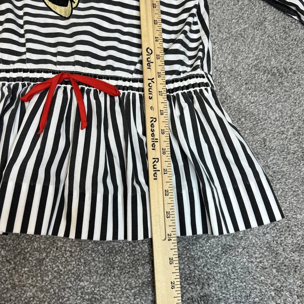 Disney Minnie Mouse Dress Girls‎ 6 Black White Striped Long Sleeve Drop Waist